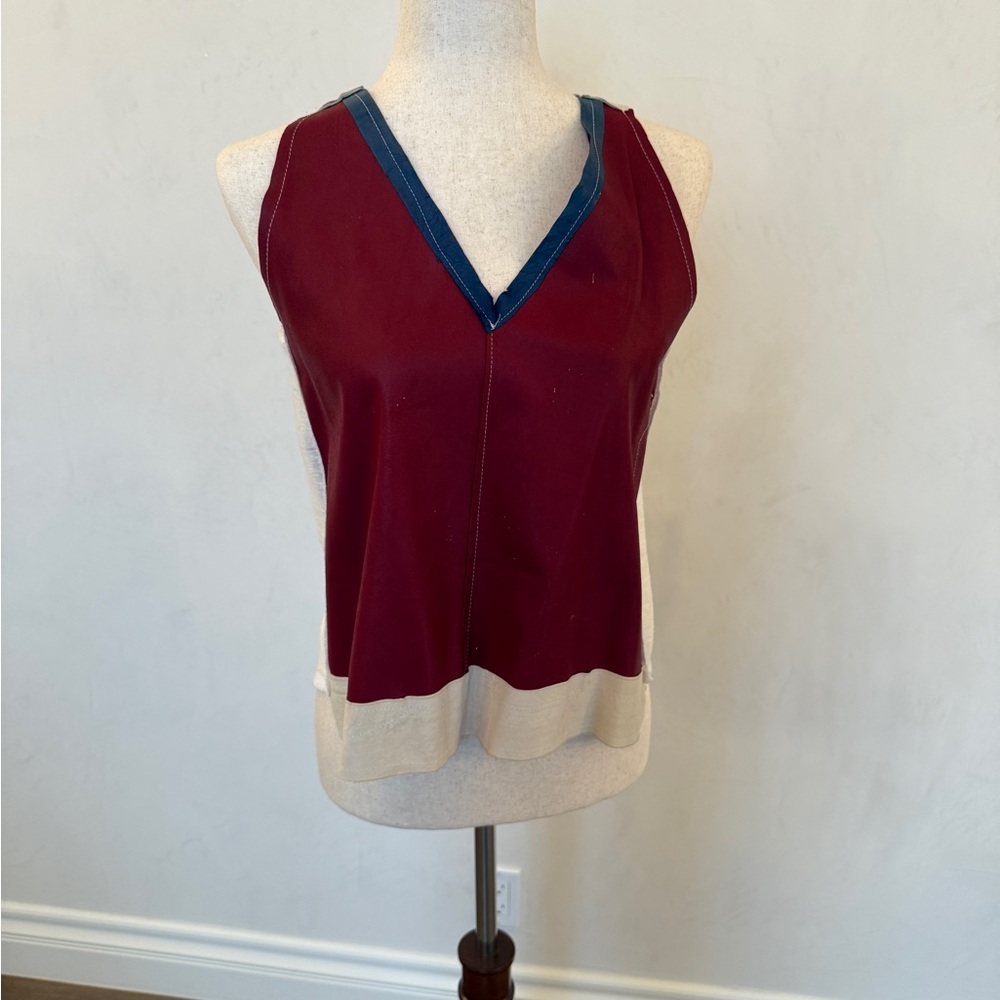 Stylish Burgundy and Blue Women's Top